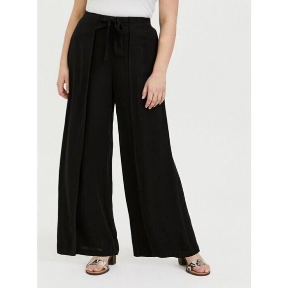 Torrid Women's 4X Pull-On Tie Front Pant Wide Leg Stretch Crepe High-Rise NWT - Picture 2 of 9